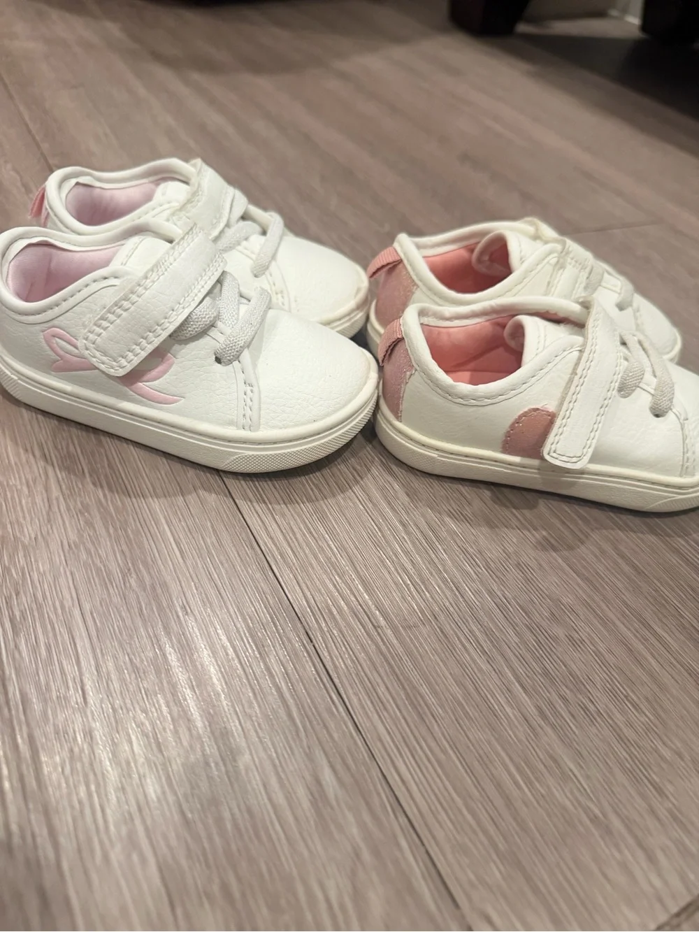 2 pairs! Kids White and Pink Velcro Sneakers - Comfortable Everyday Shoes